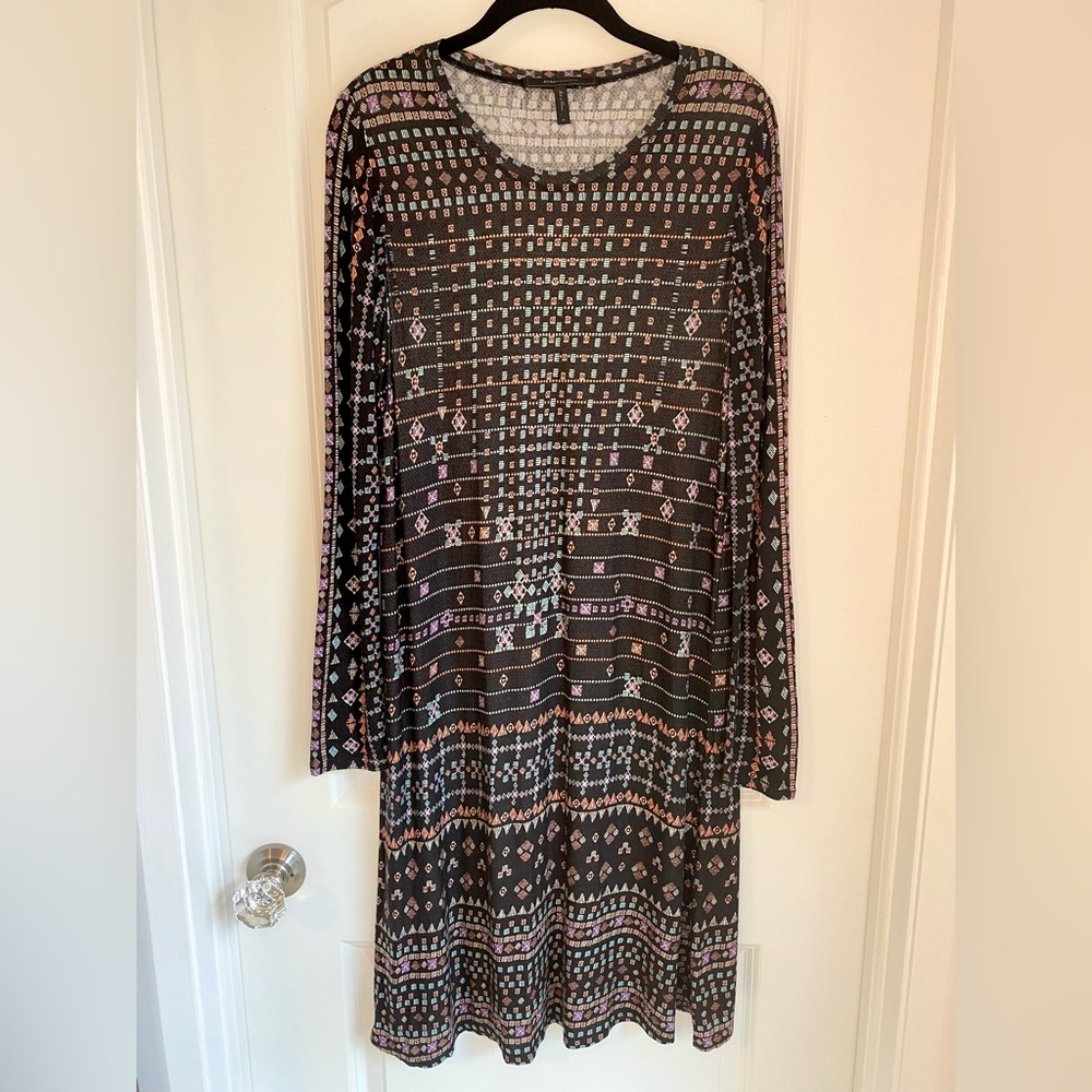 BCBGMaxAzria Jeanna Long Sleeve Dress Blackberry Combo Size M